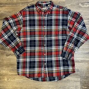 RedHead Men's Plaid Flannel Shirt Red Navy Workwear Classic Outdoors Size L